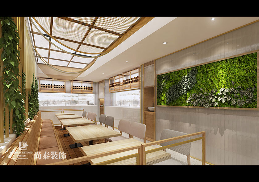 300平米自然清新餐厅装修设计 | 丁旺餐厅