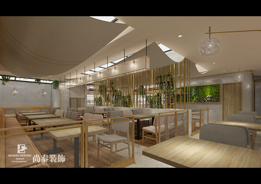 300平米自然清新餐厅装修设计 | 丁旺餐厅