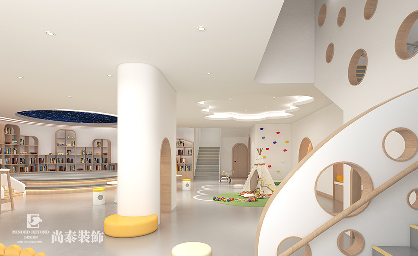 现代简约早教中心装修效果图-福小宝
