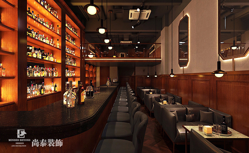 100㎡复古风威士忌酒吧装修 | BAR