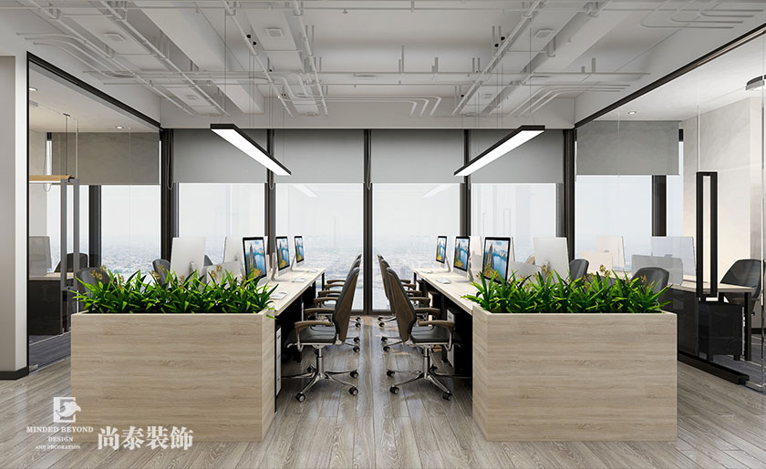 100平米生物科技公司办公室装修效果图 | 扬光雨露