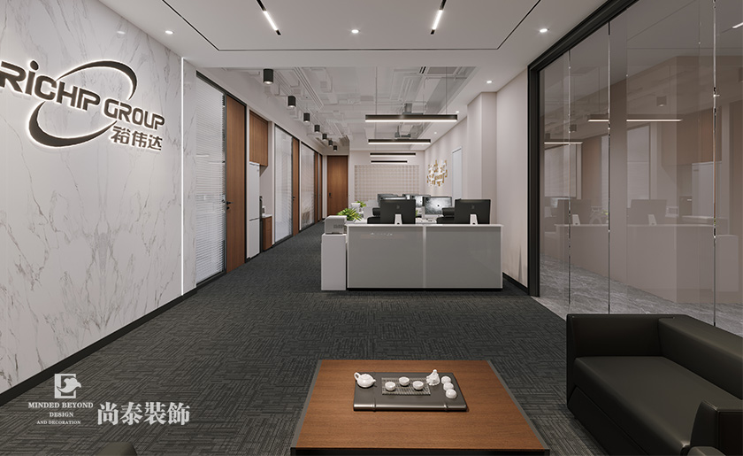 深圳福田办公室装修：汉国中心220平米科技公司写字楼办公室设计